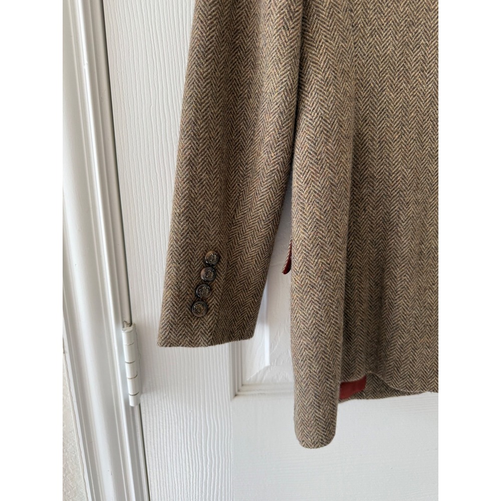 Lauren Ralph Lauren 6P Lambswool Herringbone Equestrian Blazer Heritage Brown - Picture 13 of 13
